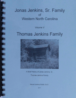 Jonas Jenkins, Sr. Family of Western North Carolina, Volume V, Thomas Jenkins Family