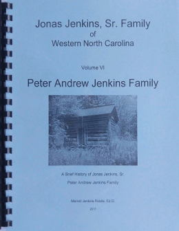 Jonas Jenkins, Sr. Family of Western North Carolina, Volume VI, Peter Andrew Jenkins Family